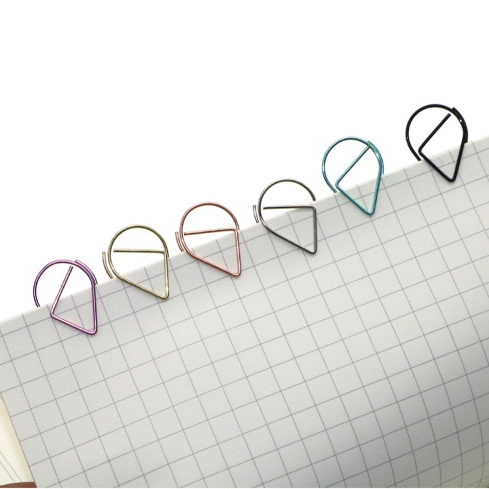 6 colors Mini Raindrop shape Metal Simple Bookmarks Photo Folder Beautiful Bookmarks Paper clip 600pcs/set