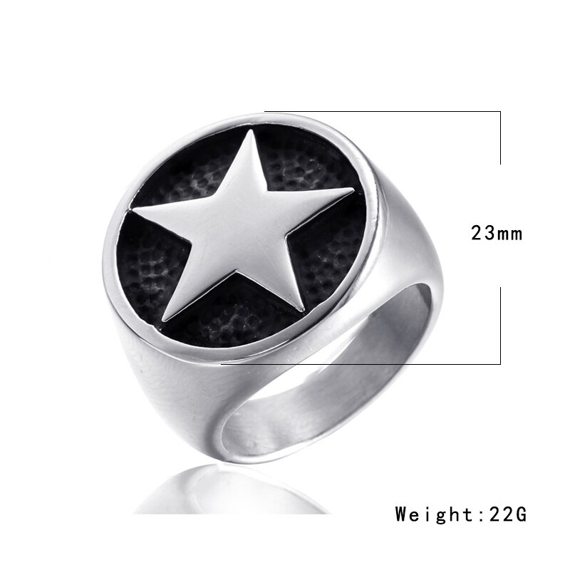 Mode Lucky Star Signet Ring Voor Mannen En Vrouwen Klassieke Vijfhoek Sterren Rvs Biker Ring Talisman Goede Lucky Sieraden