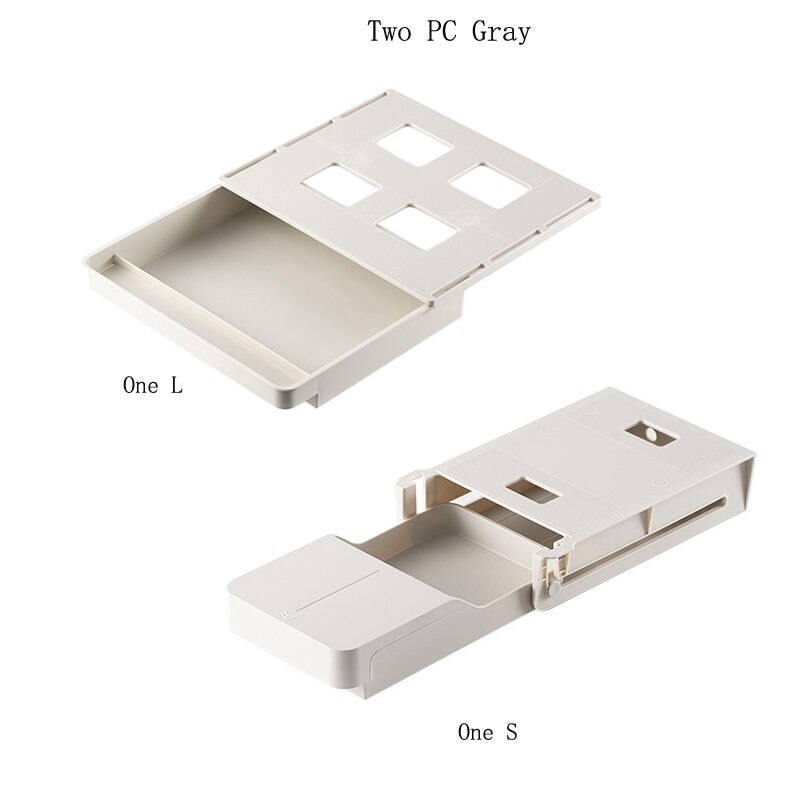Under Table Drawer Hidden & Secret Space Large Capacity High Load-bearing Self-adhesive Stationery Sundries Cabinet Organizer: S1Gray L1Gray