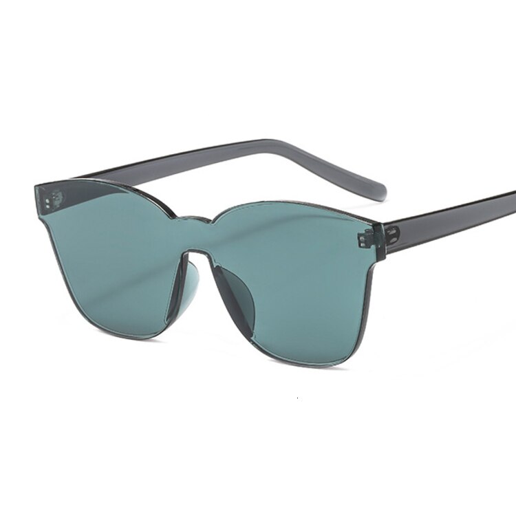 Vierkante zonnebril zonder montuur voor dames, luxe merkbrillen, snoepkleurige spiegel oculos de sol: Zwart grijs