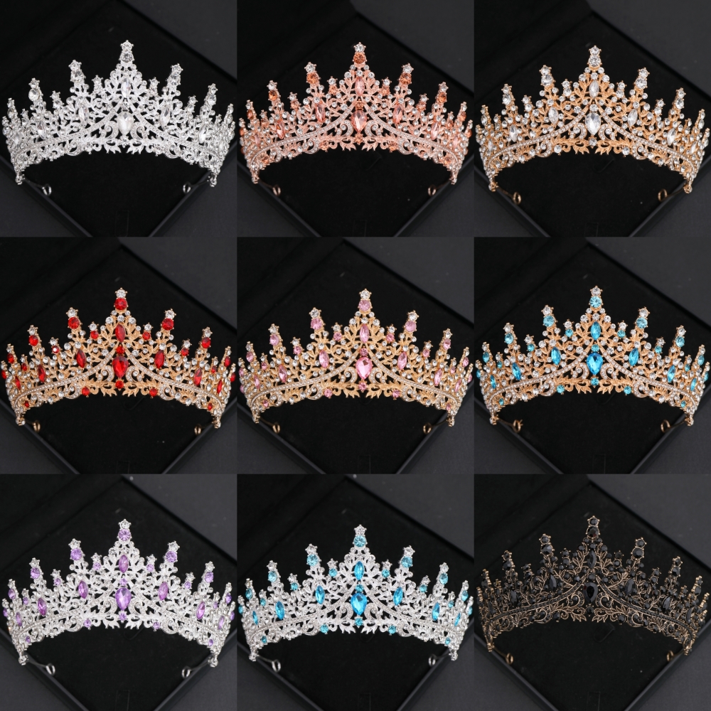 Barok Kristal Tiara 'S En Kronen Strass Prom Diadeem Kroon Voor Vrouwen Bruids Bruiloft Haaraccessoires Sieraden Kroon Tiara
