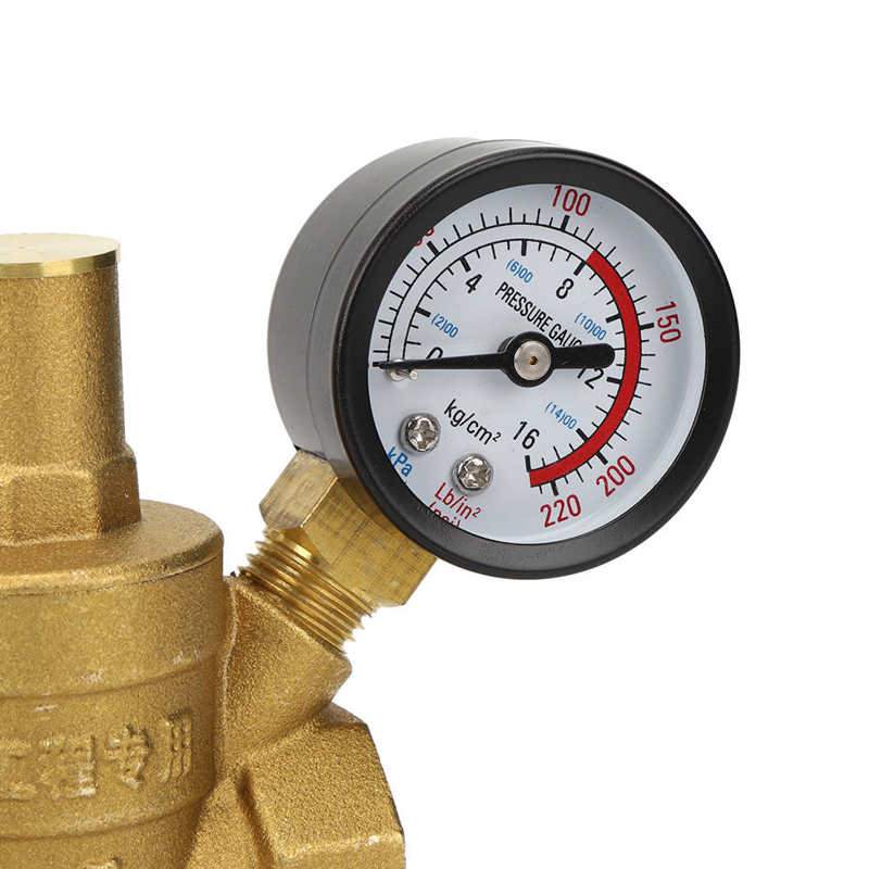 DN20 Brass Adjustable Water Pressure Regulator Reducer with Gauge Meter