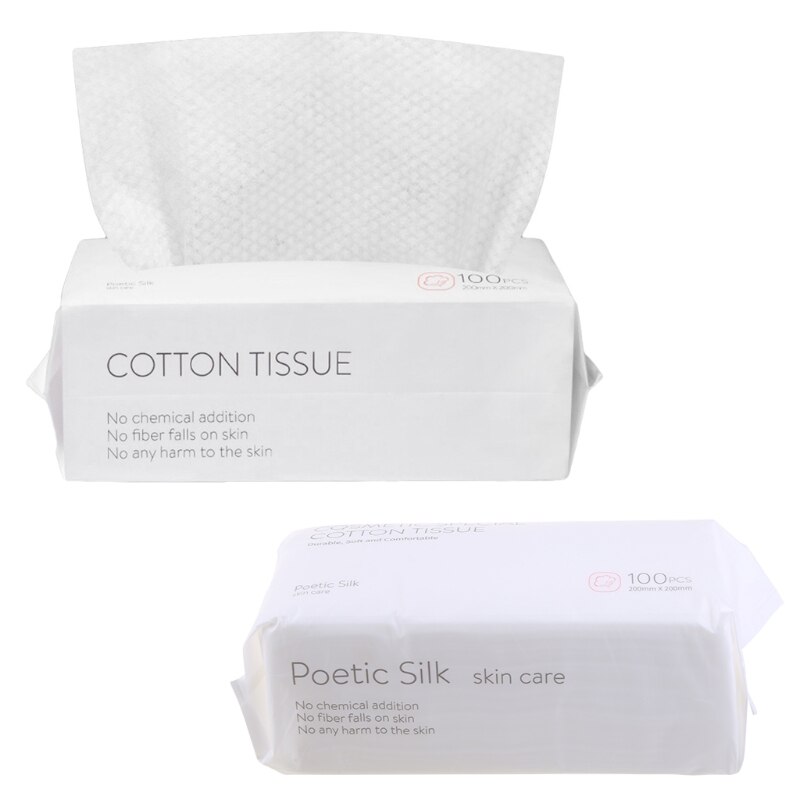 Lingettes de voyage jetables pour le visage, 100 pièces, en coton, pour maquillage, nettoyage du visage