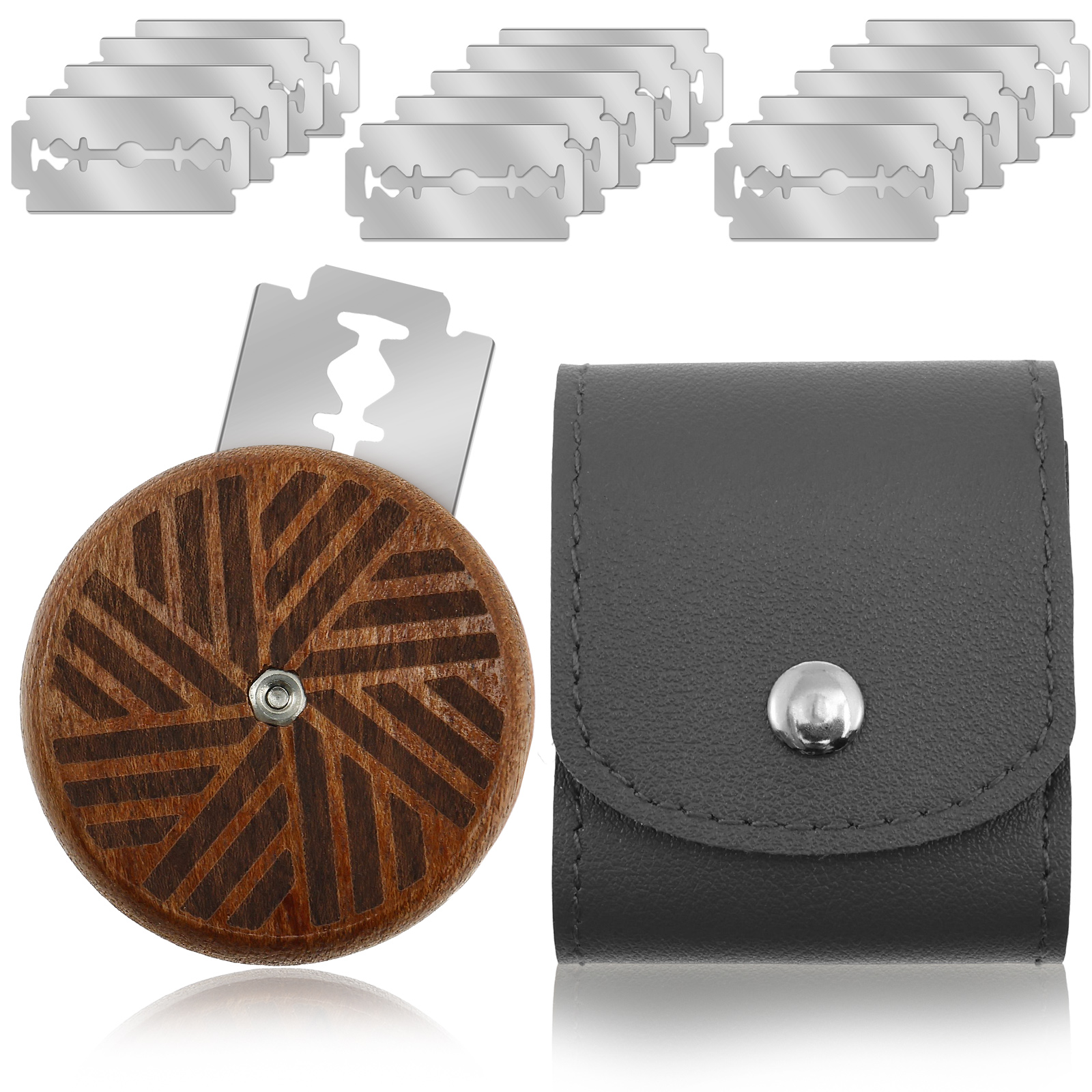 Bread Bakery Lame Tools Wooden Scraper Bread Knife/Slicer/Cutter Dough bakery stone Scoring Lame with 15 Blades Arc Curved Knife