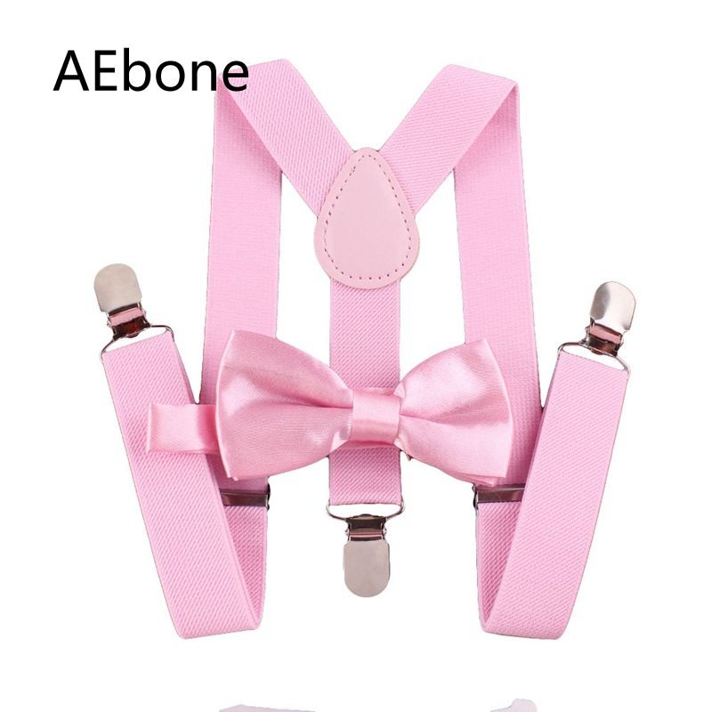 AEbone Bow Tie Suspenders for Children Pink Bowtie Braces Girls Baby Boys Tirantes Para Bebe Wedding Party Sus38