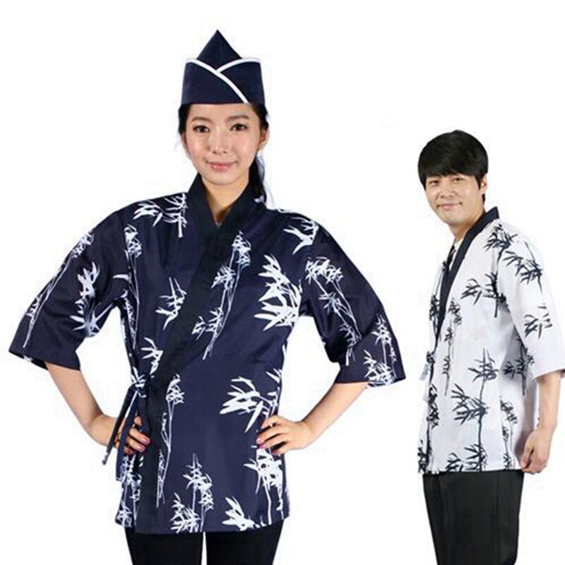 1 stücke Männer Frauen Koch Uniform Koch Jacken Tragen Sushi Anzüge Restaurant unisex Arbeits Kimono Langarm Kellner Bluse DAJ9291