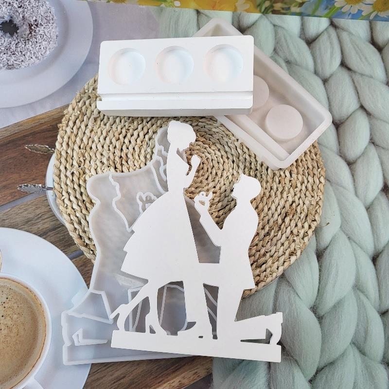 Love Wedding Plug-In candeliere stampi In Silicone sposi proposta della chiesa gesso cemento resina artigianale stampo per colata decorazioni per la casa