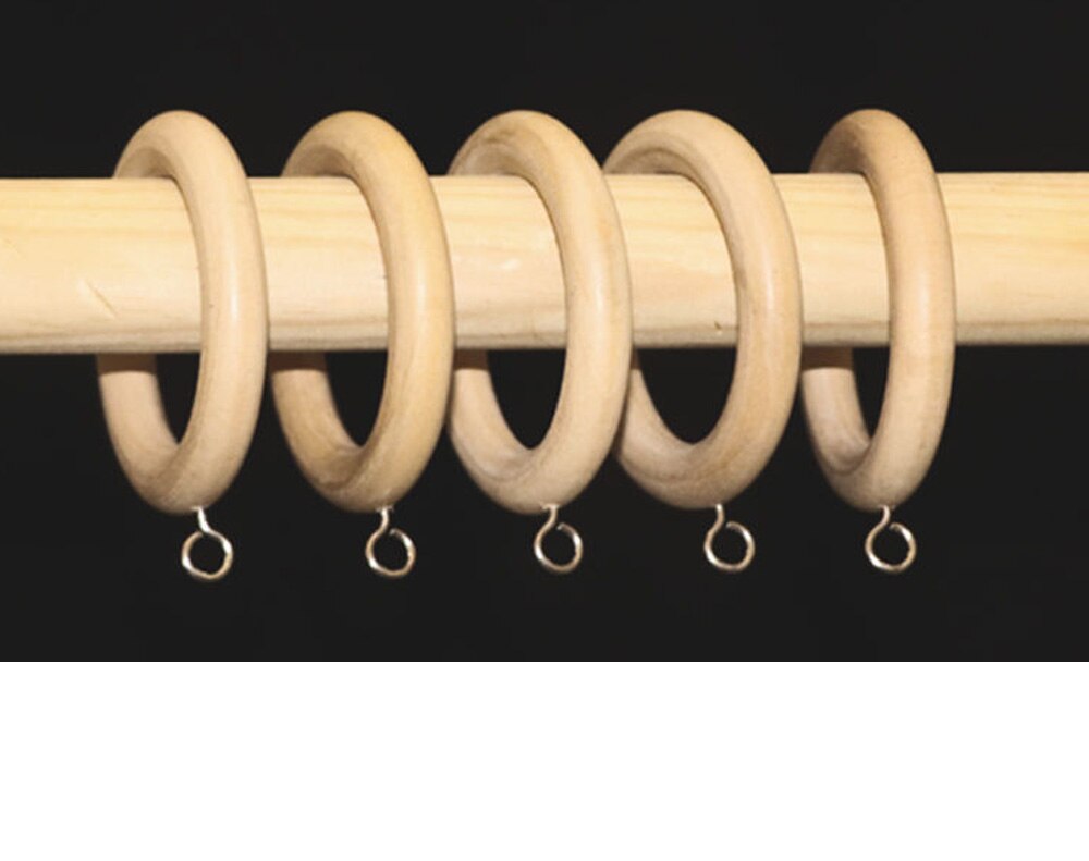 1 douzaine d'anneaux décoratifs en bois pour rideaux en bois avec clip amovible ou vissé