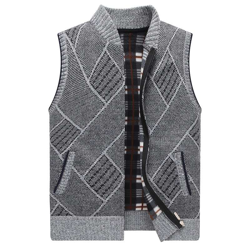 020 høst vinter menn fleece genser vester herre casual strikket cardigan vest herre vindtette ermeløse jakker