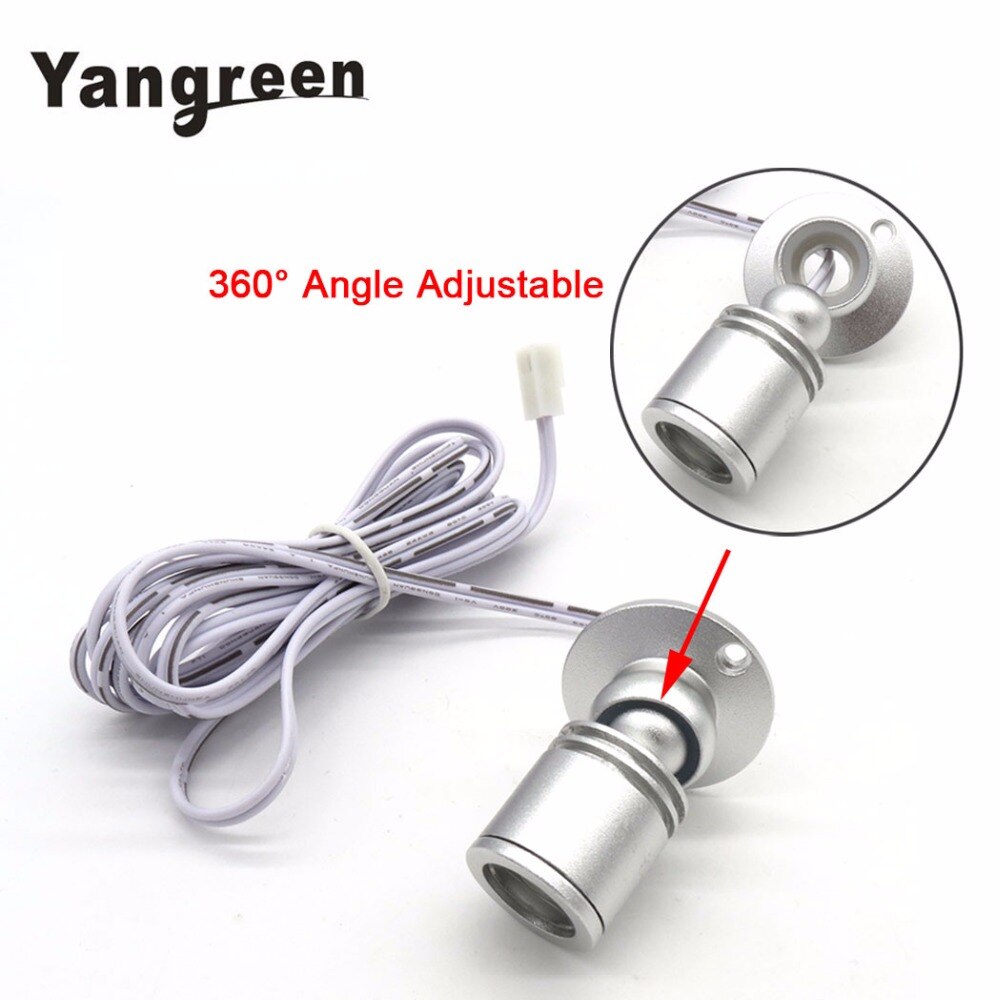 1 st mini led spotlight skåp spotlight aluminium 12v 1.5w varmvit led lampa skåp bänk monterlampa  ac 85-265v