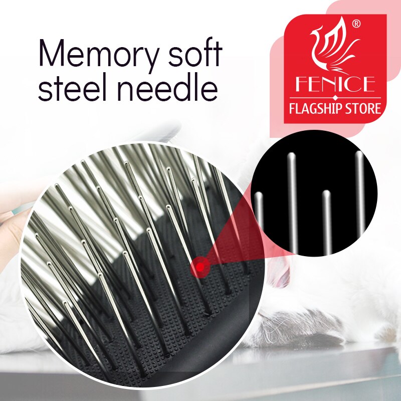 Fenice-peine cortador de pelo para mascotas, herramienta de corte con nudo abierto, aguja de acero, cepillo de pelo largo, suministro de aseo para perros y gatos