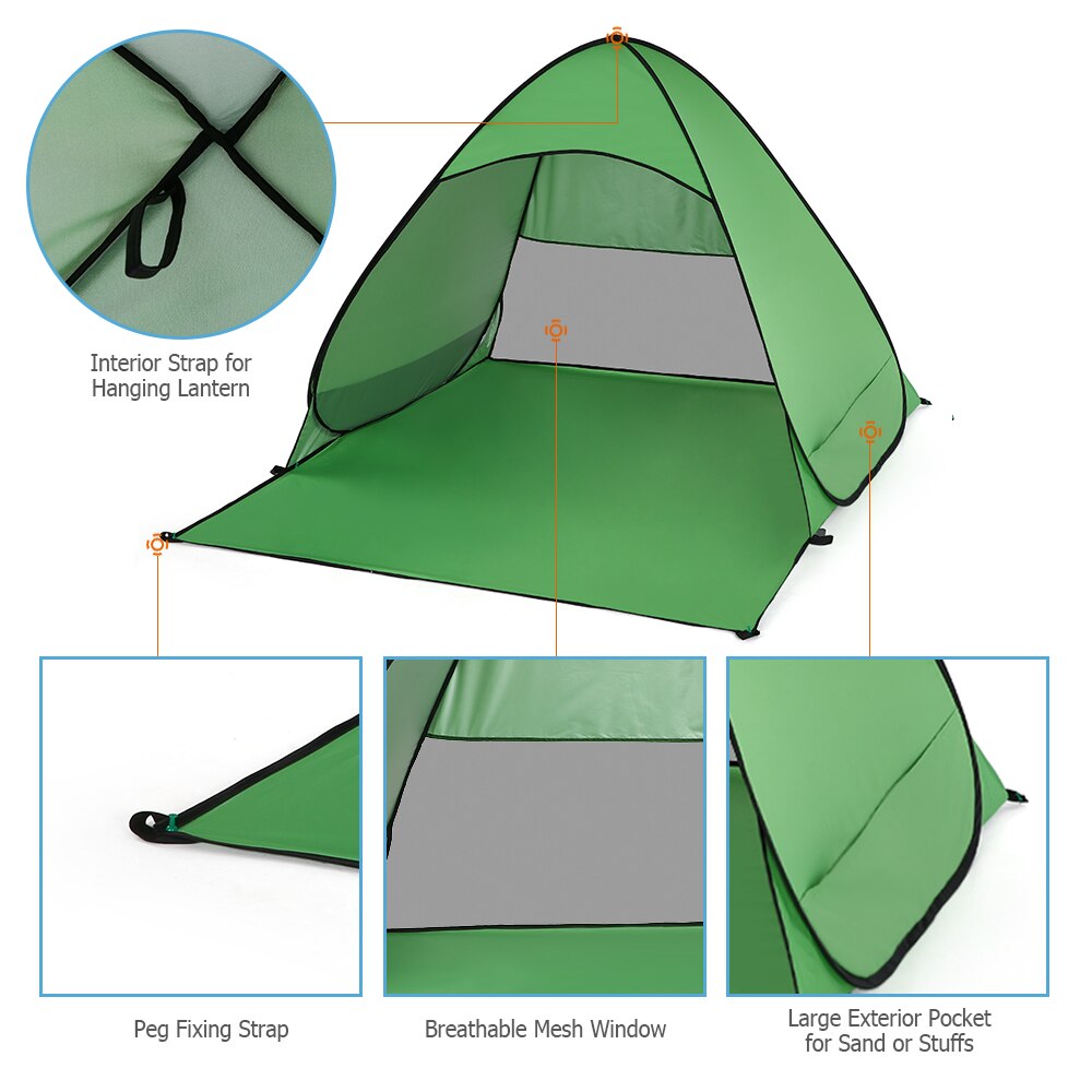 Camping Tent Outdoor Automatic Tents Portable Beach Tent Anti Uv Shelter Pop Up Waterproof Camping Fishing Hiking Picnic Tent