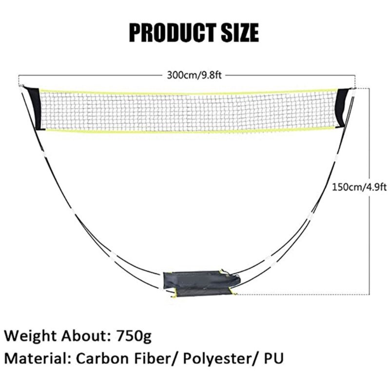 Portable Badminton Net with Stand Carry Bag, Folding Volleyball Tennis Badminton Net – Easy Setup for for Outdoor/Indoor