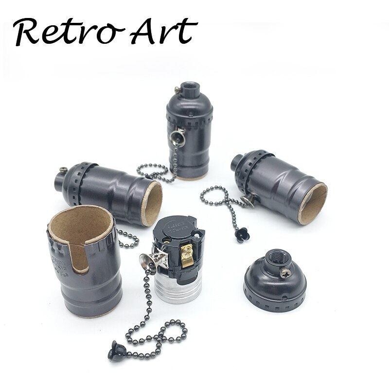 Loft Vintage Retro Licht Socket Antieke Metalen Lamphouder met rits schakelaar E27/E26