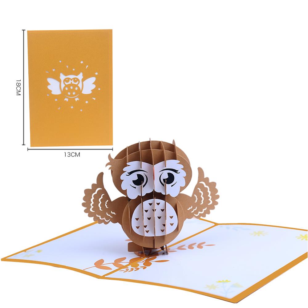 Hibou casquette de noël à la main Origami 3D Pop UP cartes de voeux carte d'invitation pour de fête d'anniversaire de mariage: 002