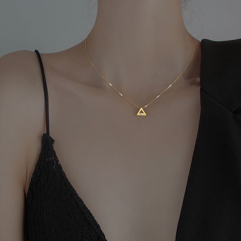 VENTFILLE 925 Sterling Silber Geometrische Dreieck Anhänger Halskette für Frauen eins Elegante Partei Schmuck Zubehör Neue