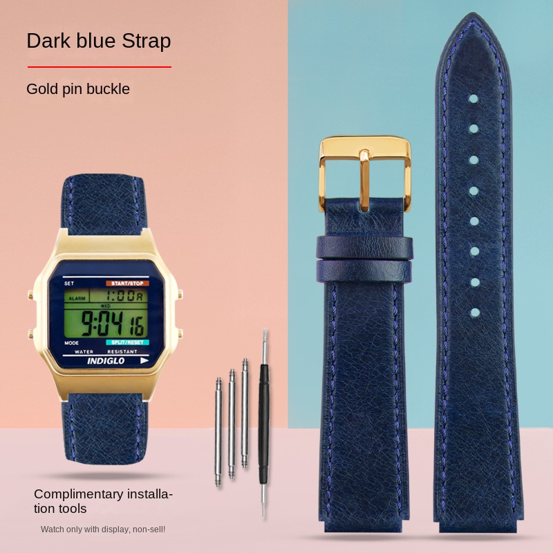 Para Casio pequeño cuadrado AE-1200WH AE1300 AQ-S810W A158 169 W-215/W-S200H SGW-300H correa de cuero pulsera Vintage 18mm TIMEX T80: Blanco de la plata