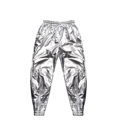 PengBei-pantalones de noche para correr para hombre y mujer, pantalón de baile de hip-hop, color brillante plateado, s-4xl de talla grande, primavera y otoño: XXXL
