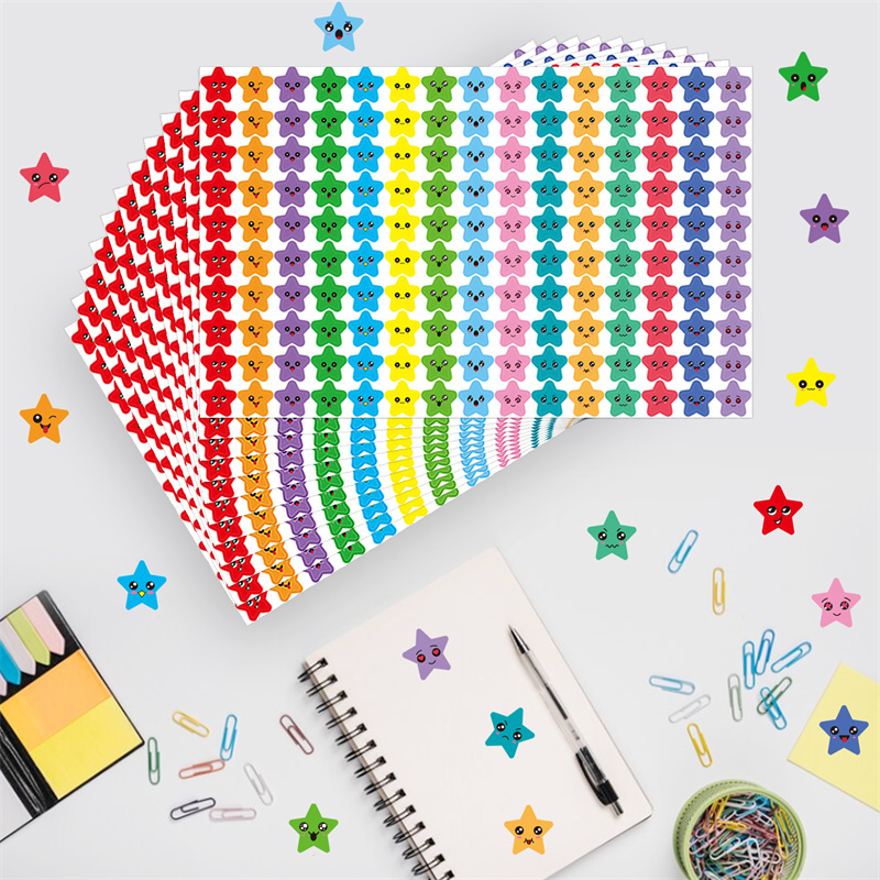 5-20sheets Kids Reward Stickers 15 Happy Smile Face Star Stickers Students Reward Chart Behavior Labels Scrapbook Crafts