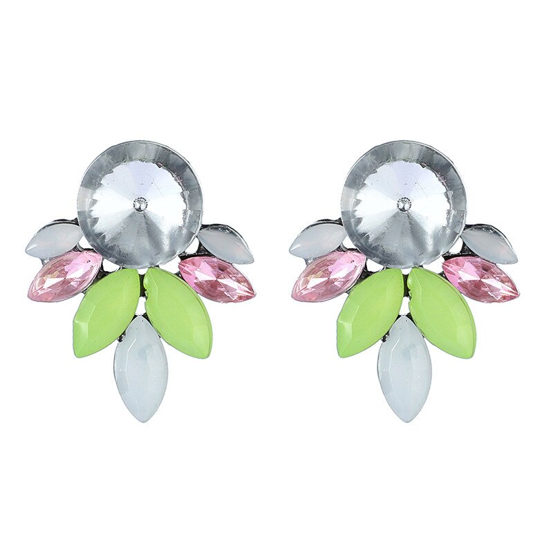 Docona 12 Stijl Kleurrijke Strass Bloem Oorbellen Voor Vrouwen Meisje Bloemen Earring Verklaring Sieraden Brincos Accessoires