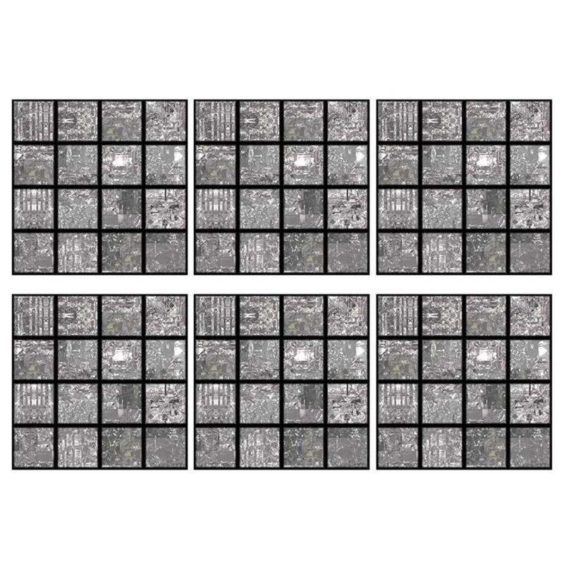6pcs Tiles Stickers Self Moisture-proof Surface Covered with Film Adhesive Mosaic Kitchen Bathroom Waterproof Wallpaper