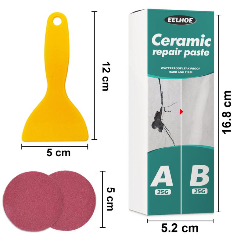 Pâte de réparation céramique pour carreaux de baignoire et douche, Kit de réparation de porcelaine pour puce de fissure, céramique de salle de bains, sol, pâte de réparation céramique