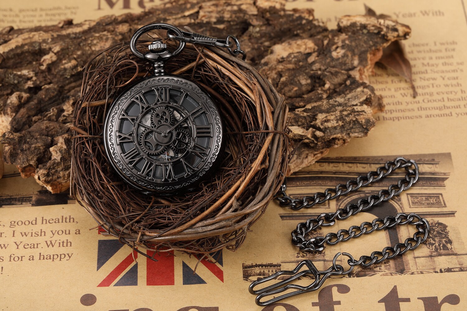 Antiek Zakhorloge Steampunk Vintage Romeinse Cijfers Automatische Mechanische Mannen Horloges Ketting Retro Klok Keten Reloj Hombre: 1