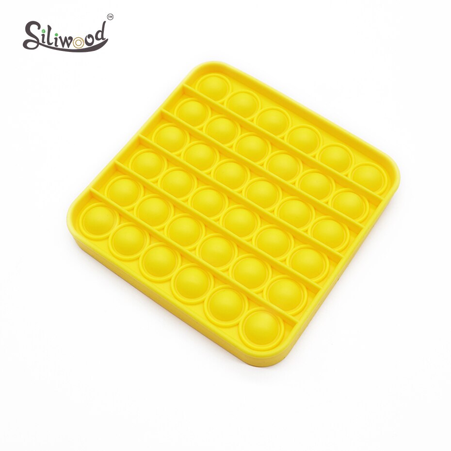 1Pc Push Bubble Fidget Zintuiglijke Speelgoed Autisme Speciale Behoeften Stress Reliever Helpt Stress En Verhogen Focus Zachte Squeeze speelgoed: Square Yellow