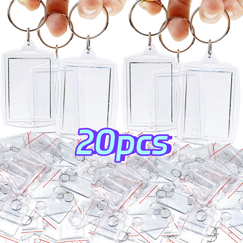 1-20 stuks blanco acryl foto sleutelhanger DIY duidelijke insert foto split sleutelhanger frame sleutelhangers paar verjaardag afstudeercadeau