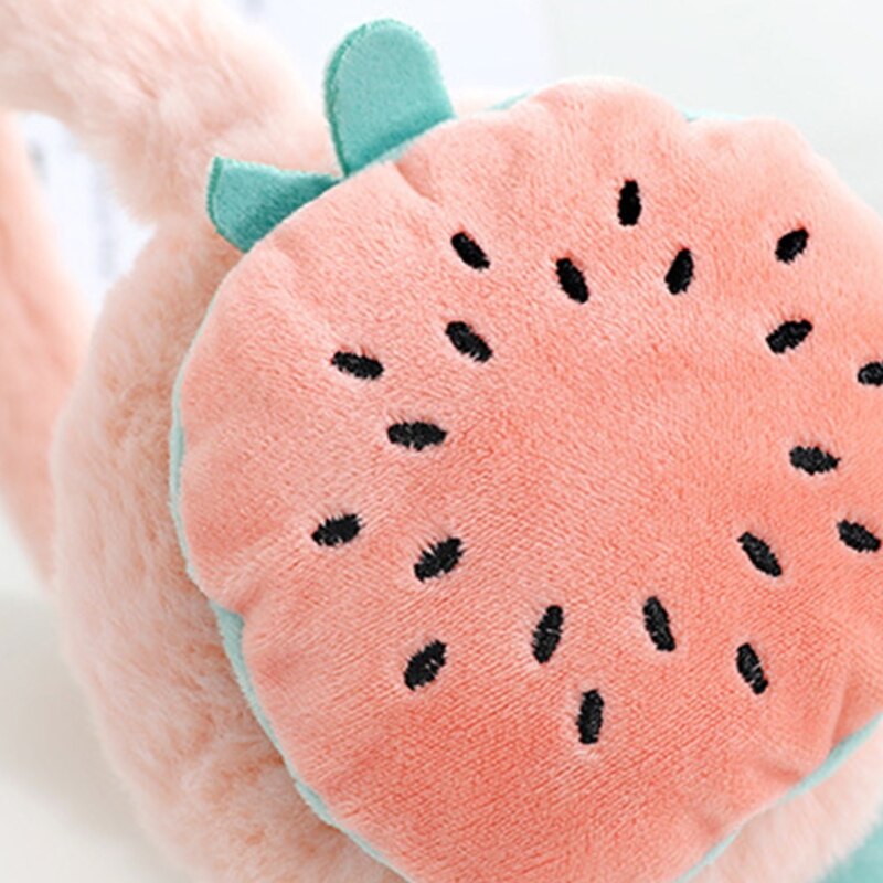 Ear Warmers For Kids Pink Strawberry Ear Muffs Girl Cute Plush Warm Soft Fluffy Cute Kawaii Winter Warm Earmuff Ear Muffs