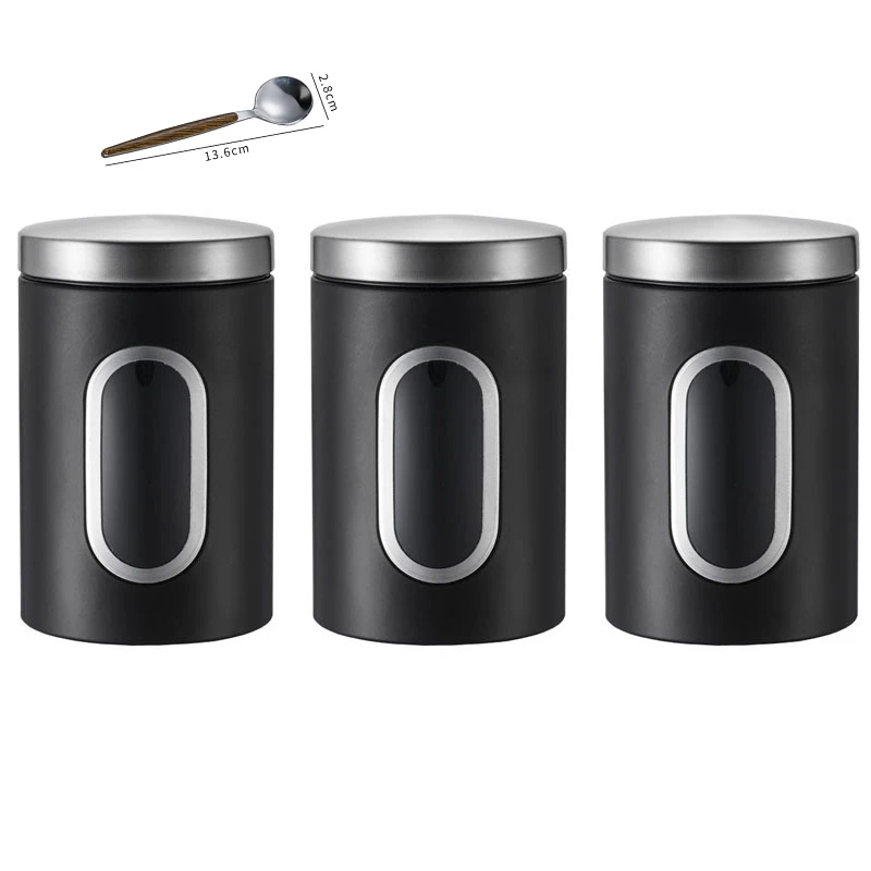 3pcs Coffee Bean Storage Containers Reusable Stainless Steel Tea Coffee Sugar Jar Portable Leakproof Food Storage Box Easy Clean: Dull