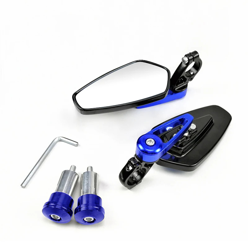 Espejos retrovisores universales para motocicleta de 7/8 "y 22mm, espejo final de barra de aluminio para motocicleta, espejos retrovisores laterales para manillar de motocicleta: Azul