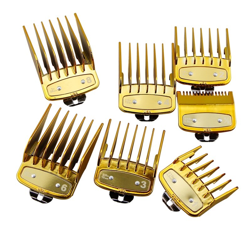 8 Stuks Tondeuse Limiet Kam Goud Professionele Universele Tondeuse Limiet Kam Size Kapper Vervanging Push Shear Tool