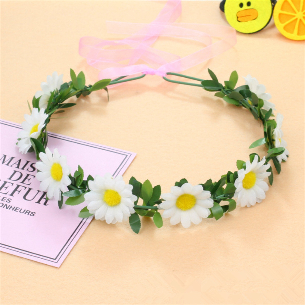 Daisy Wreath Fall-inspired Floral Crown Sunflower Crown Boho Headband For Outdoor Events Bride Accessories Flower Headdress: SKY BLUE