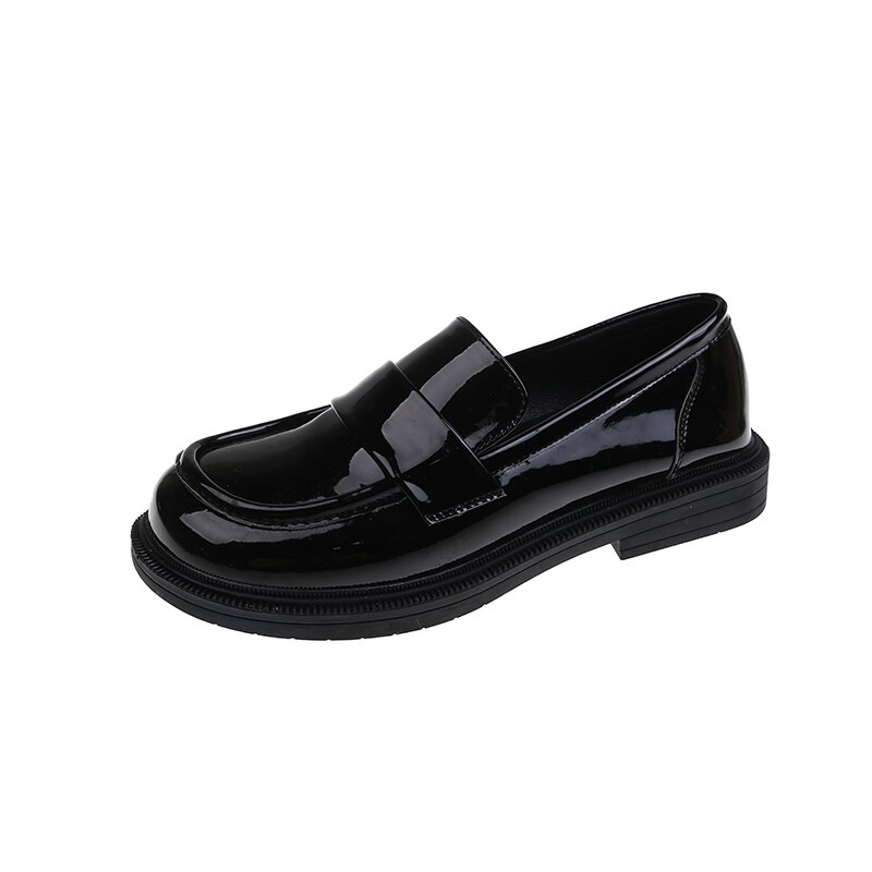 Chaussures Derby pour femmes, baskets noires plates, décontractées, Style britannique, mocassins avec fourrure à enfiler, peu profondes, automne