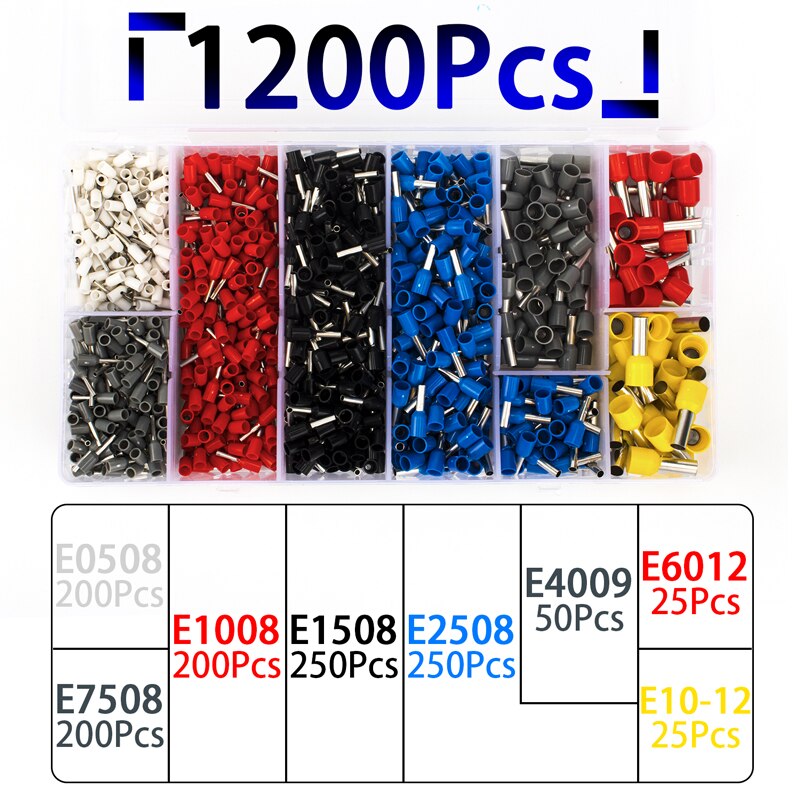 wire connect 400/415/750/900pcs-BOX Crimping tool Insulated connector Terminal Crimp Terminator cold pressed insulated terminal: 1200PCS