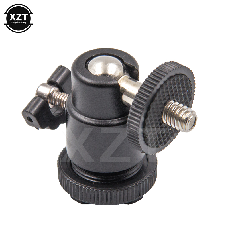 soporte de montaje giratorio 360 con tornillo de 1/4 ", Mini trípode de aluminio con cabeza de bola, soporte para Flash para cámara Canon Nikon Video DSLR DV