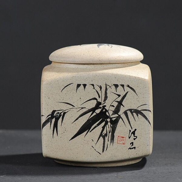 Tea Cake Jar Tea Jar Coarse Pottery Jar Ceramic Cans Seal Cans Laminated Tank Been Nuts Tank Spices Storage Tank Bean Cans: cutaozhu
