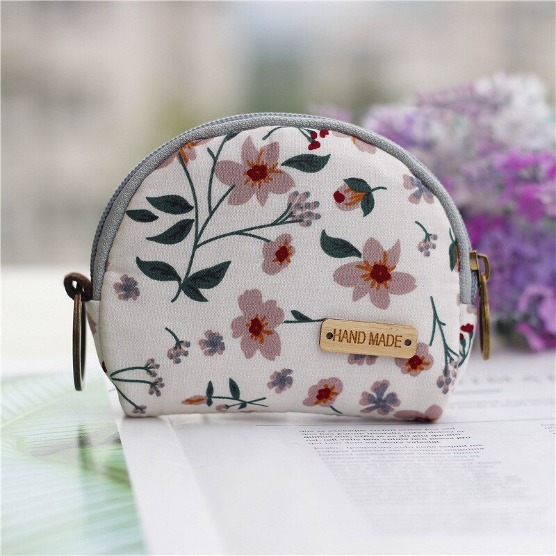 Nueva cartera Floral de algodón con cremallera y flores, monederos de mano informales para mujer, Mini bolso, llavero, monedero Retro, billeteras para chica: style 1