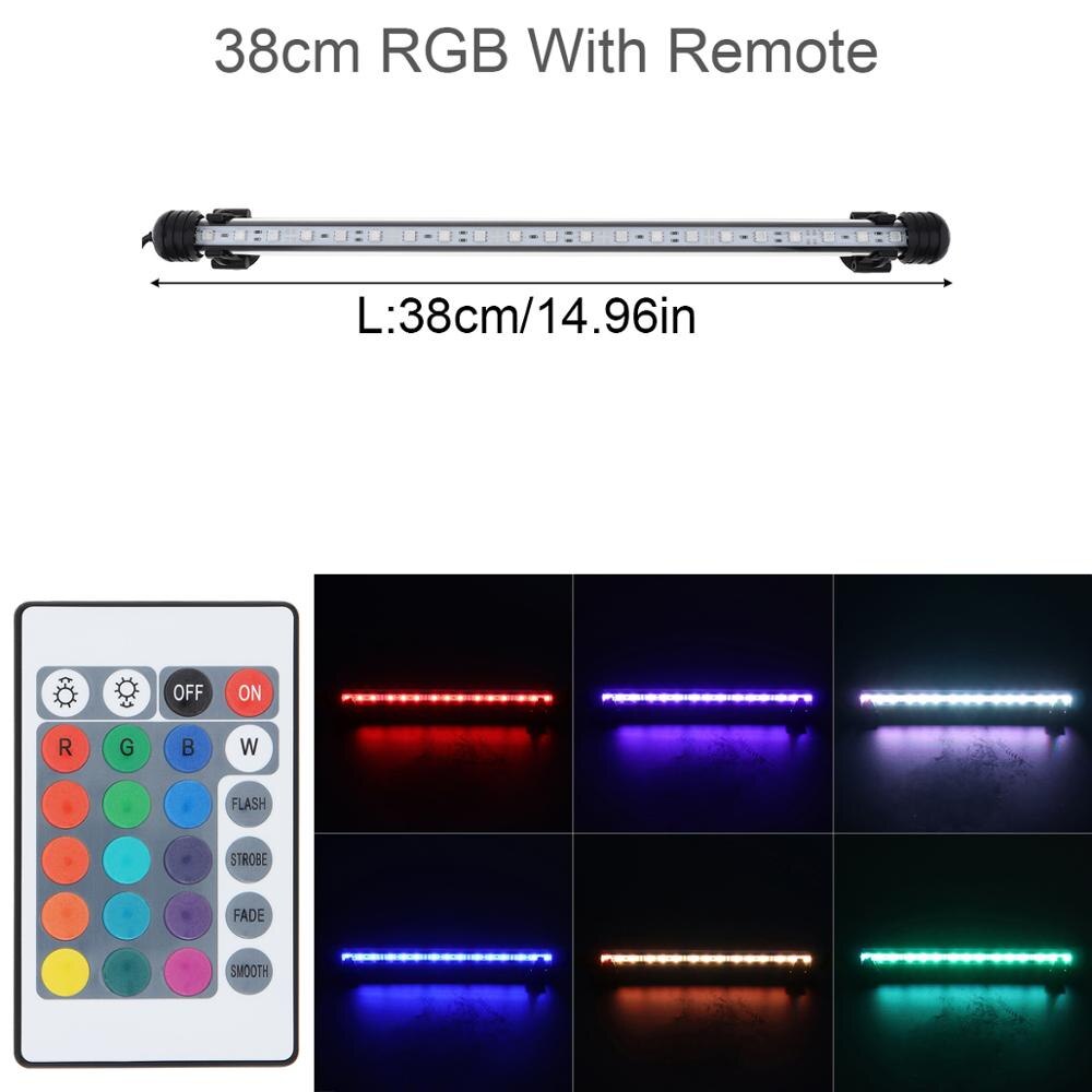 Aquarium LED Bar Light Waterproof Fish Tank Underwater Lamp Decor 220V Submersible Waterproof Strip Light with Remote Control: L-38cm