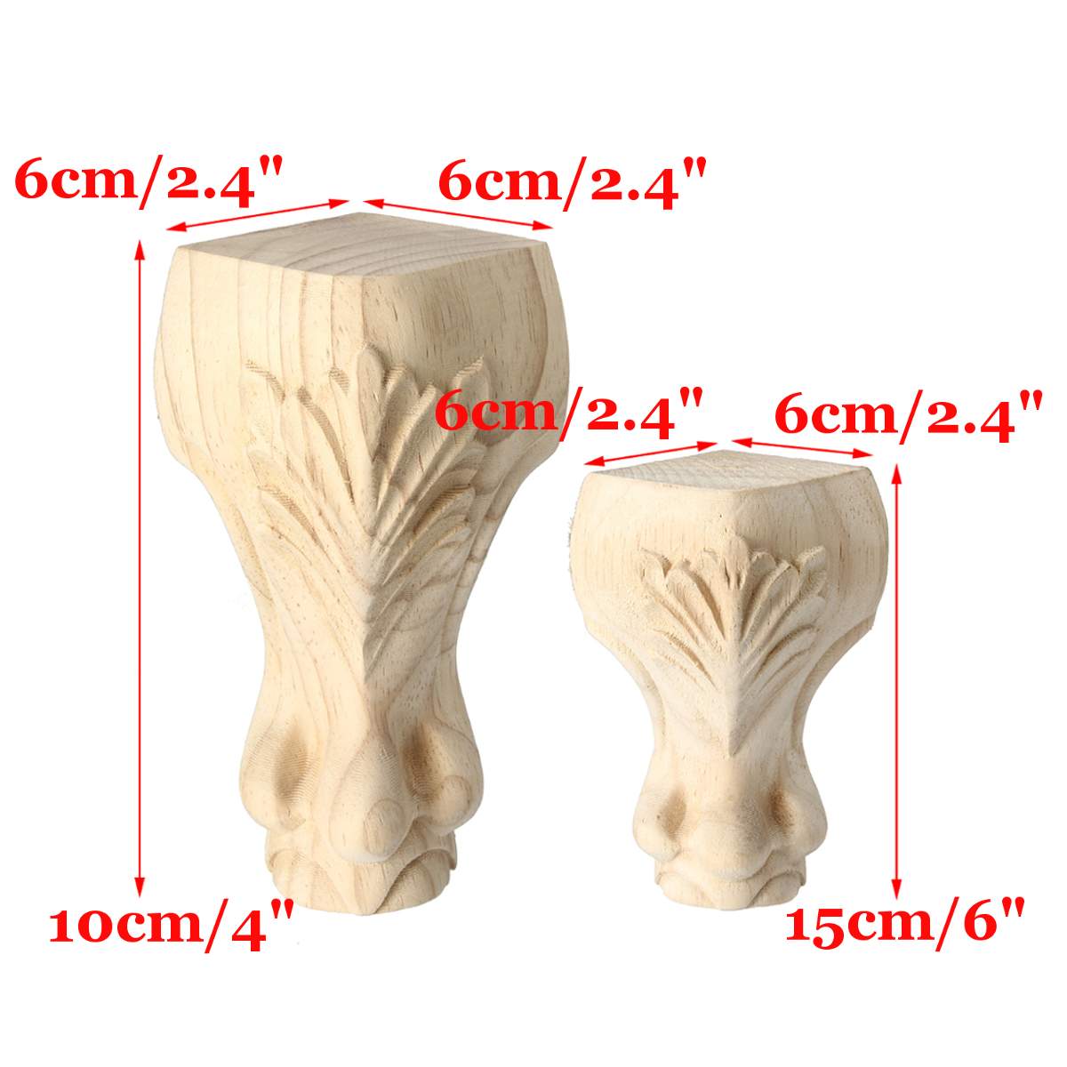 Patas de madera maciza tallada para muebles, pies de estilo europeo para muebles, muebles de TV, accesorios de decoración Vintage para el hogar, 10/15cm, 4 Uds.