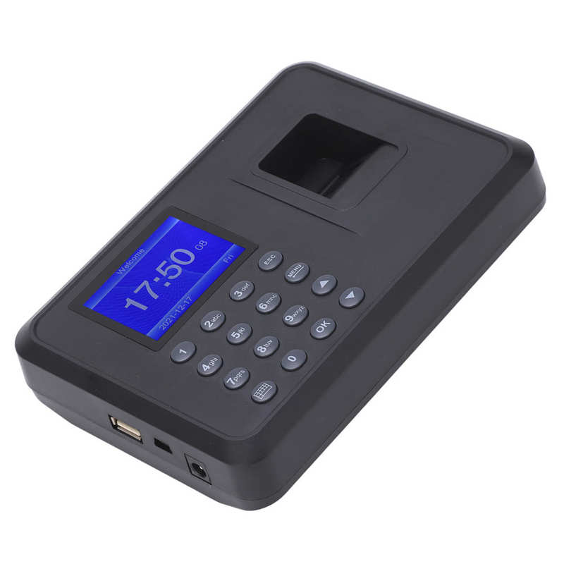 Time Clock Fingerprints Attendance Machine Waterproof Password AC100‑240V Voice Prompt DC5V/1A 2.4in TFT Screen for Company