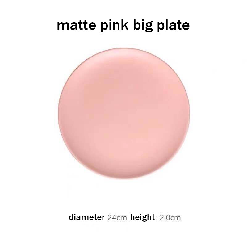4 Sizes Matte Pink Plates Dinnerware Dishes for Serving Modern Plate Sets Dinner Set Japanese Tableware Plates Food Bone China: matte big plate