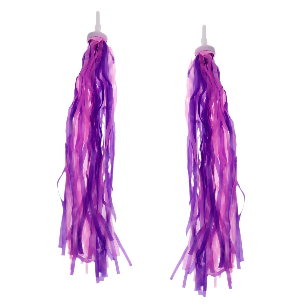 2 uds bicicleta triciclo niñas manillar Streamers borlas Retro niños bicicleta manillar accesorios de decoración: Purple