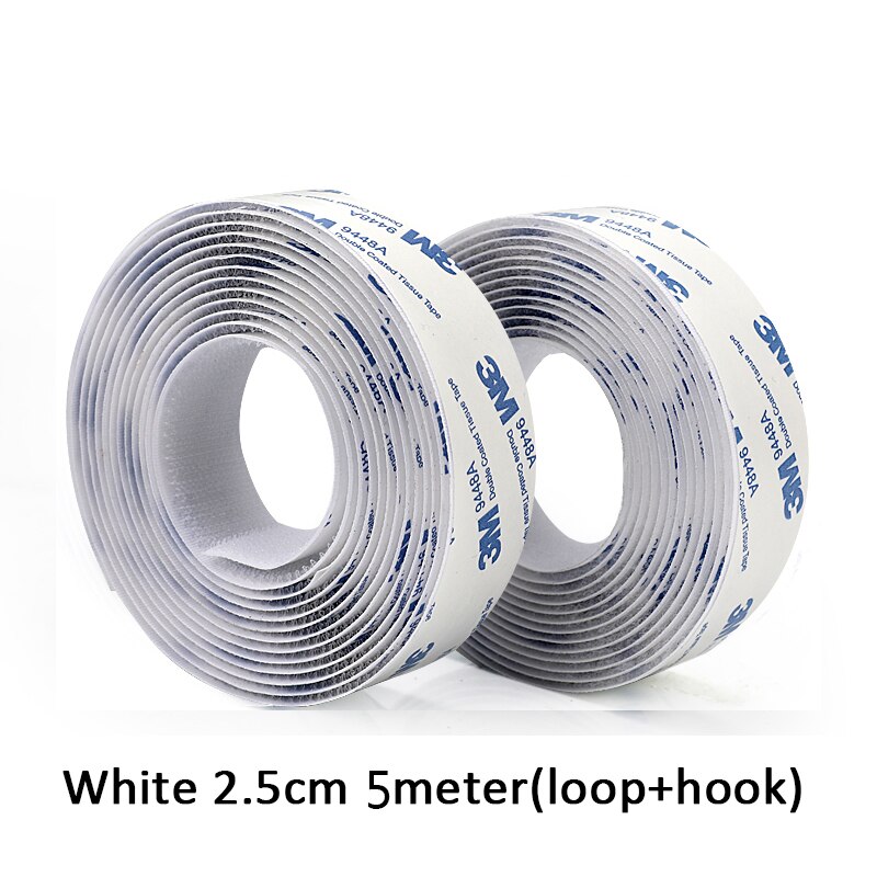 5Meter/Pairs Strong Self adhesive Hook and Loop Fastener Tape nylon sticker velcros adhesive with Glue for DIY 20/25/30/38/50mm: White 2.5cm