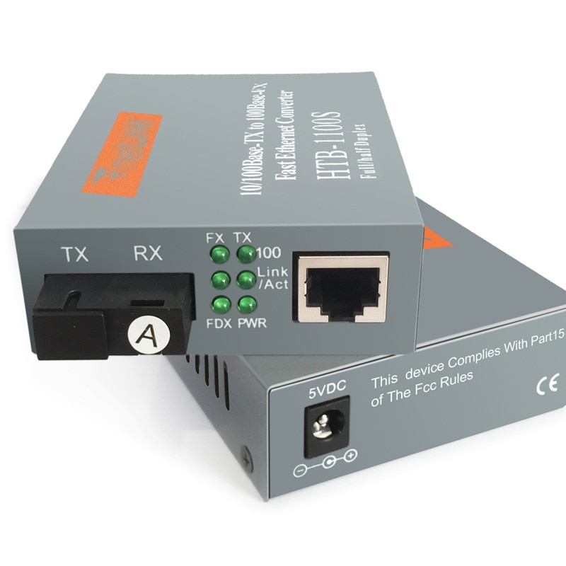 Netlink Media Converter HTB-1100S-A/B Glasvezel Media Transceiver 25Km Sc 10/100M RJ45 Single Mode enkele Vezel