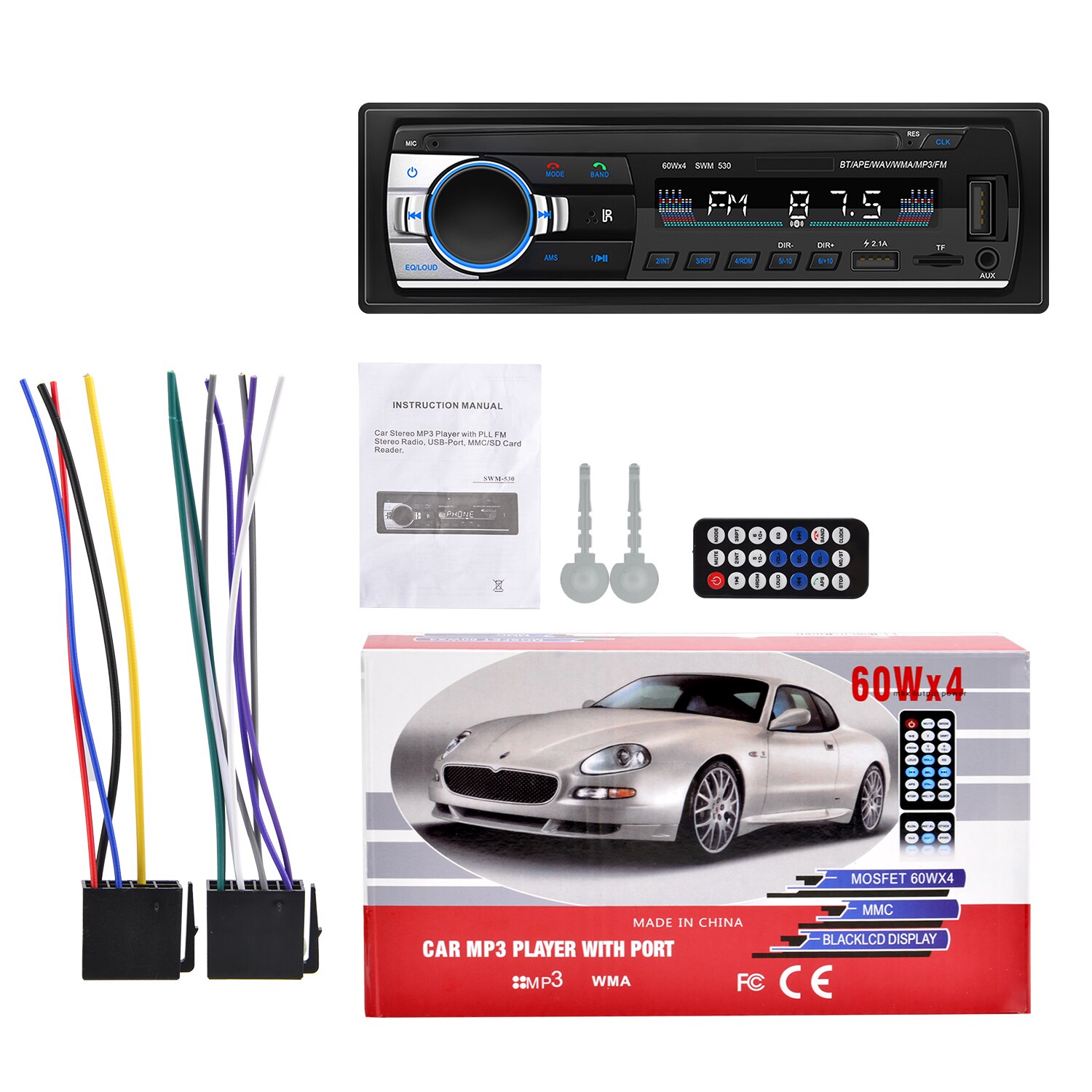 ESSGOO 1 Din Car Radio MP3 Player Dual Bluetooth Autoradio Stereo FM Radio Auto Audio Remote Control USB SD AUX Input Handsfree: only mp3