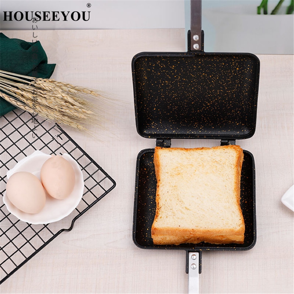 Non Stick Aluminum Frying Pan Sandwich Maker Bread Toast Breakfast Machine Waffle Pancake Baking Barbecue Oven Grill Gas Cooker