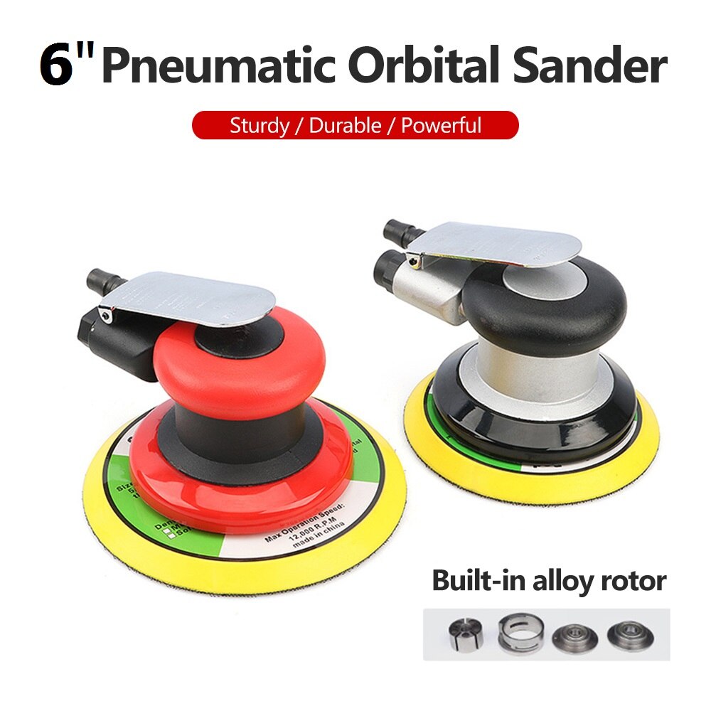 KKmoon Sander 6'' Pneumatic Sander Polishing Machine Air Sander Air Palm Orbital Sander Grinder Palm Sander Sanding Machine Tool