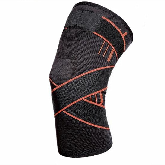 1 stk elastiske sportsknæbeskyttere åndbar justerbar knæbind bandage basketball fodbold fitness kompression knæstøtter: 1 stk orange / M